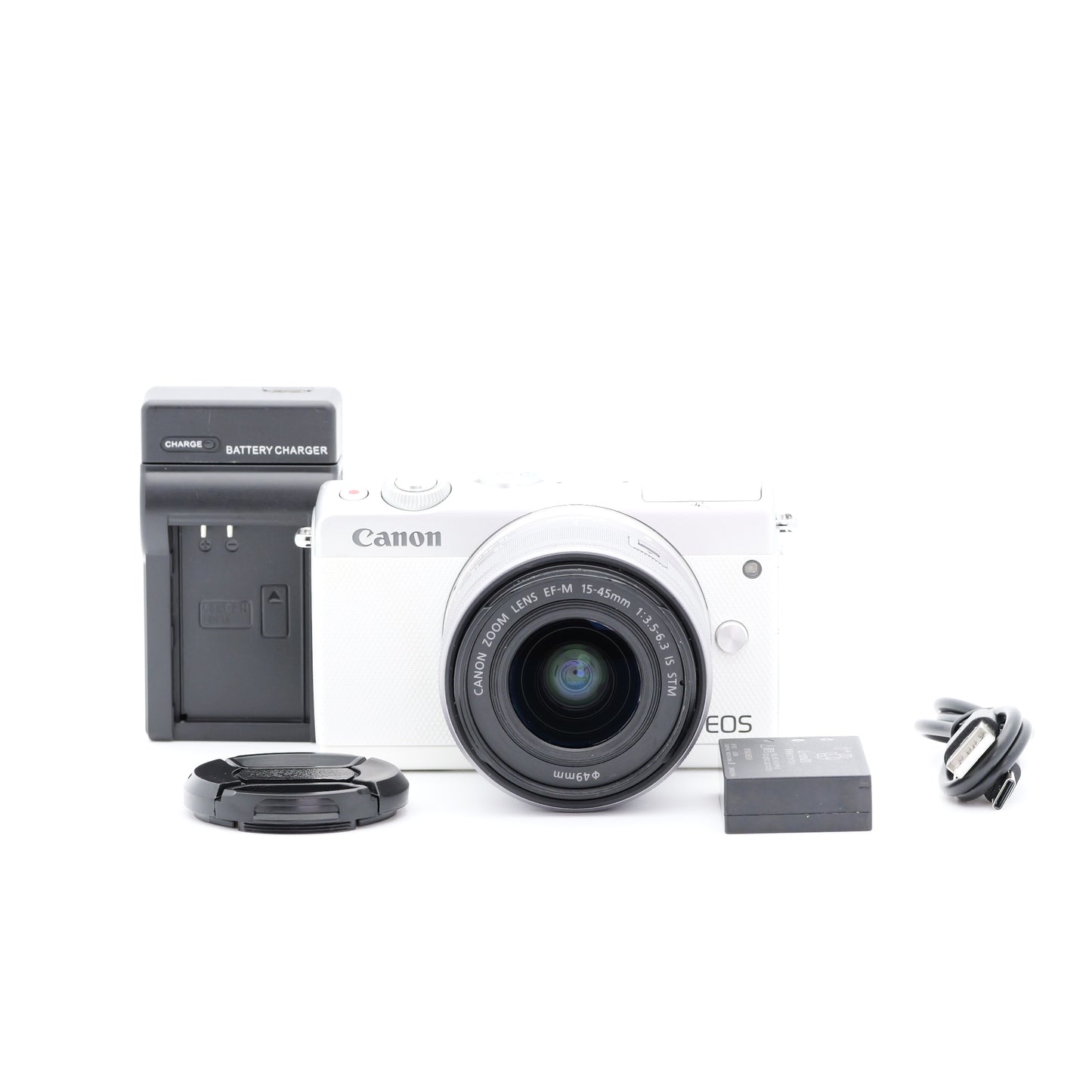訳有品 Canon EOS M100 EF-M 15-45mm F3.5-6.3 IS STM ホワイト ミラーレス一眼 キヤノン EF-Mマウント