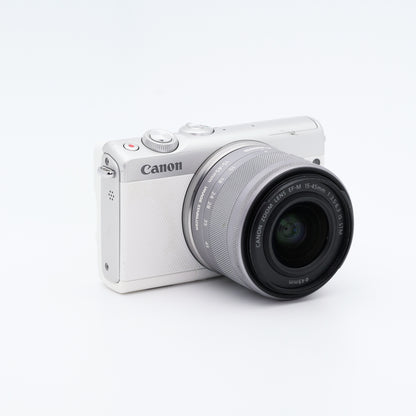 訳有品 Canon EOS M100 EF-M 15-45mm F3.5-6.3 IS STM ホワイト ミラーレス一眼 キヤノン EF-Mマウント