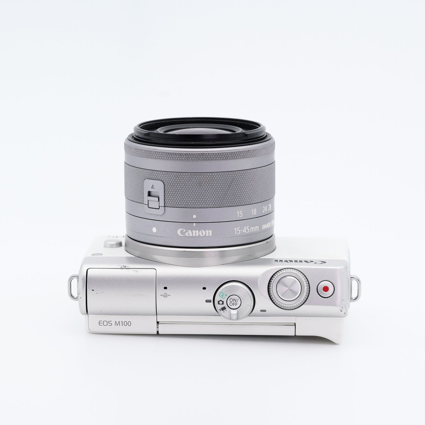 訳有品 Canon EOS M100 EF-M 15-45mm F3.5-6.3 IS STM ホワイト ミラーレス一眼 キヤノン EF-Mマウント