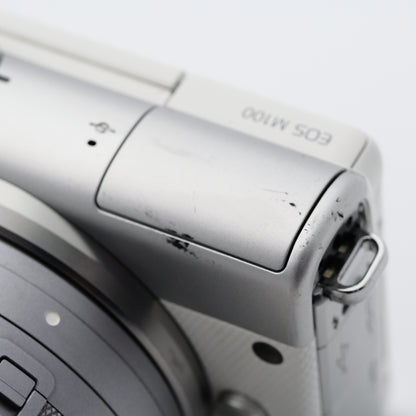 訳有品 Canon EOS M100 EF-M 15-45mm F3.5-6.3 IS STM ホワイト ミラーレス一眼 キヤノン EF-Mマウント